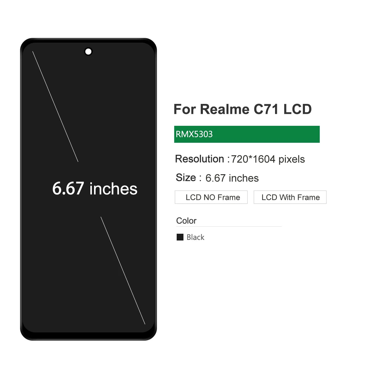 6.67" LCD For Realme C71 RMX5303 LCD Display Touch Screen Digitizer Assembly For Realme C71 Display Replacement Parts Realme repair parts