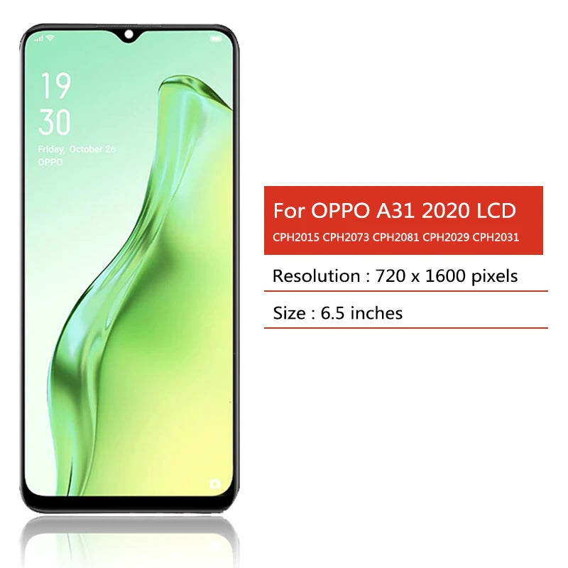 6.5"Tested A31 LCD For OPPO A31 2020 CPH2015 CPH2073 CPH2081 CPH2029 CPH2031 Lcd Display Touch Screen Digitizer Replacement Oppo phone repair parts Realme phone repair parts