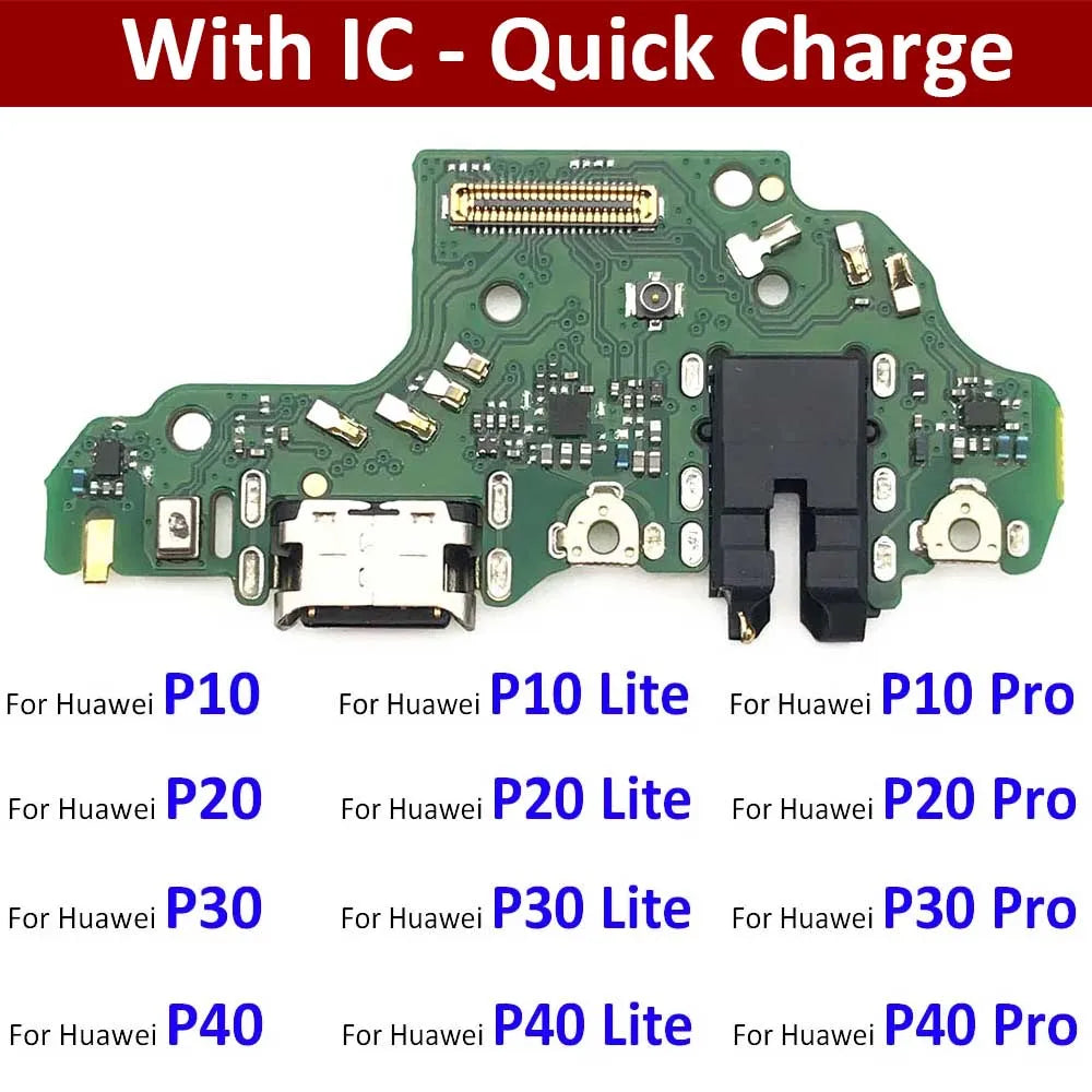 1Pcs Dock Connector Micro USB Charger Charging Port Flex Cable Microphone Board For Huawei P9 P10 P20 P30 Lite E Plus Pro Huawei phone repair parts