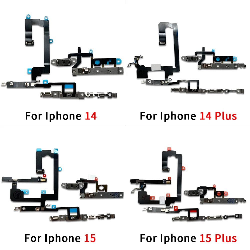 New For iPhone 13 14 15 Pro Max Mini Plus Power Volume Buttons Key Switch Flex Cable With Metal Material Replacement Parts iPhone phone repair parts