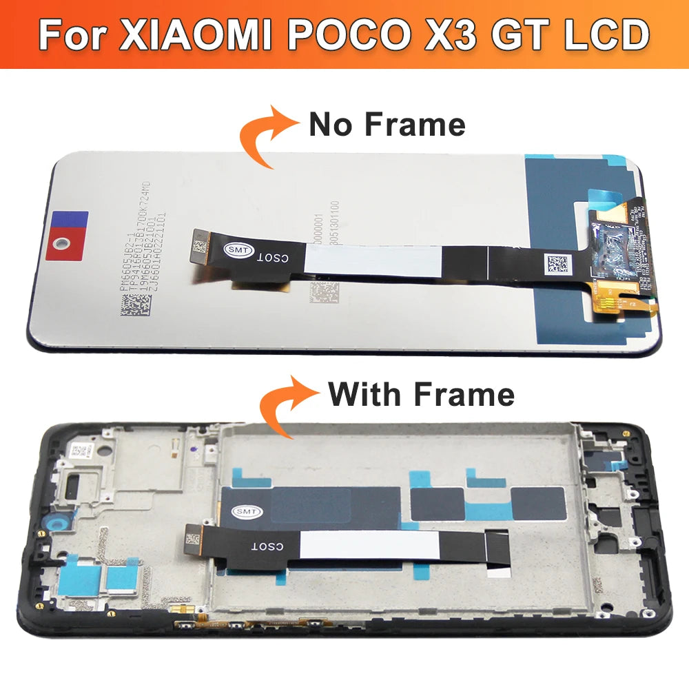 Poco X3 GT Display Screen Replacement, for Xiaomi Poco X3 GT 21061110AG Lcd Display Digital Touch Screen with Frame Assembly Xiaomi phone repair parts