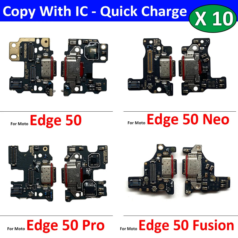 10Pcs, USB Charge Port Jack Dock Connector Charging Board Flex Cable For Motorola Moto Edge 50 Neo Fusion Pro Motorola phone repair parts