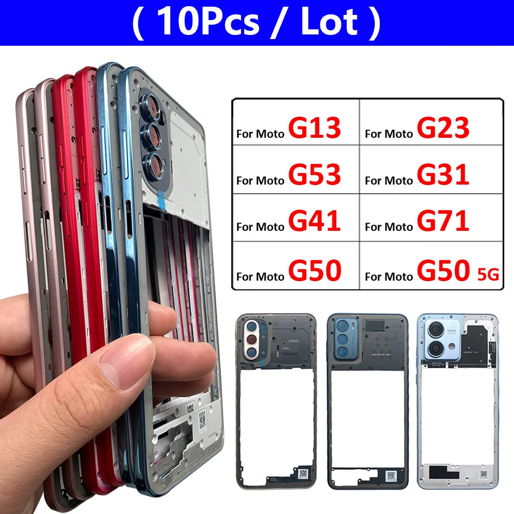10Pcs/Lot, New For Motorola Moto G13 G23 G53 G31 G41 G71 G50 5G  Housing Middle Frame Bezel Middle Plate Cover Motorola phone repair parts