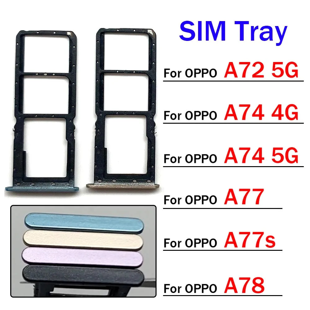 New For OPPO A72 A74 A77 A77s A78 4G 5G SIM Card Tray Slot Holder Adapter Accessories OPPO phone repair parts
