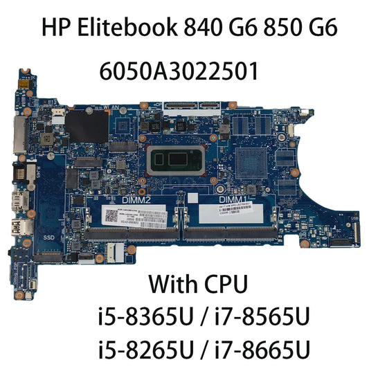 Laptop Motherboard For HP Elitebook 840 G6 850 G6 With CPU I5 8365U/8265U I7-8565U L62759-601 Motherboard 6050A3022501 HP laptop repair parts