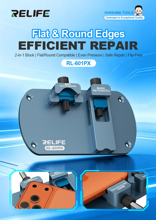 RELIFE RL-601PX Phone Frame Correction Tool 2-in-1 Press Block Desktop Mount Edge Straightening Corner Dent Fix for Repair Shop Professional Repair Tools