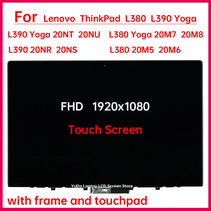 13.3" Touch Screen For Lenovo ThinkPad L390 Yoga 20NT 20NU L380 Yoga 20M7 20M8 LCD Display Digitizer+Bezel Assembly 1920x1080 Lenovo laptop repair parts