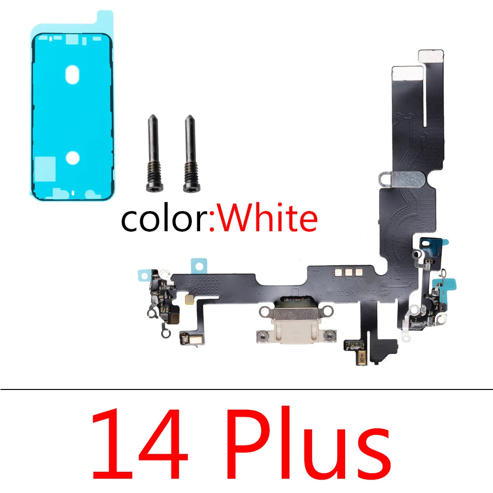 1set Charging Port Flex Cable for iPhone 14 Pro Max Plus USB Charger Dock Connector With Waterproof Microphone Ribbon Repair iPhone phone repair parts