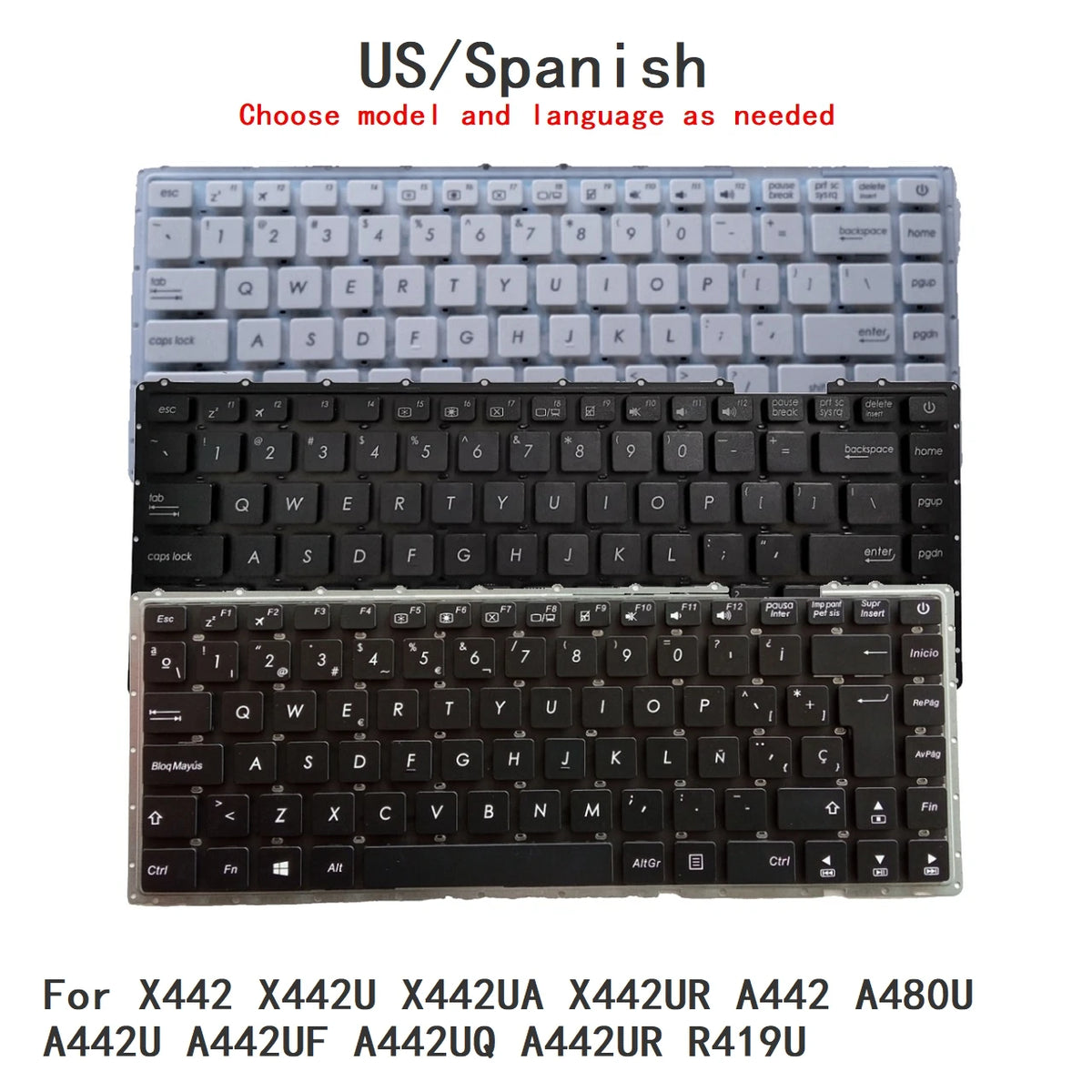 New US Spanish Language  Keyboard For ASUS X442 X442U X442UA X442UR A442 A480U A442U A442UF A442UQ A442UR R419U ASUS laptop repair parts