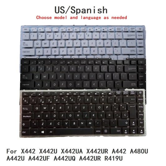 New US Spanish Language  Keyboard For ASUS X442 X442U X442UA X442UR A442 A480U A442U A442UF A442UQ A442UR R419U ASUS laptop repair parts