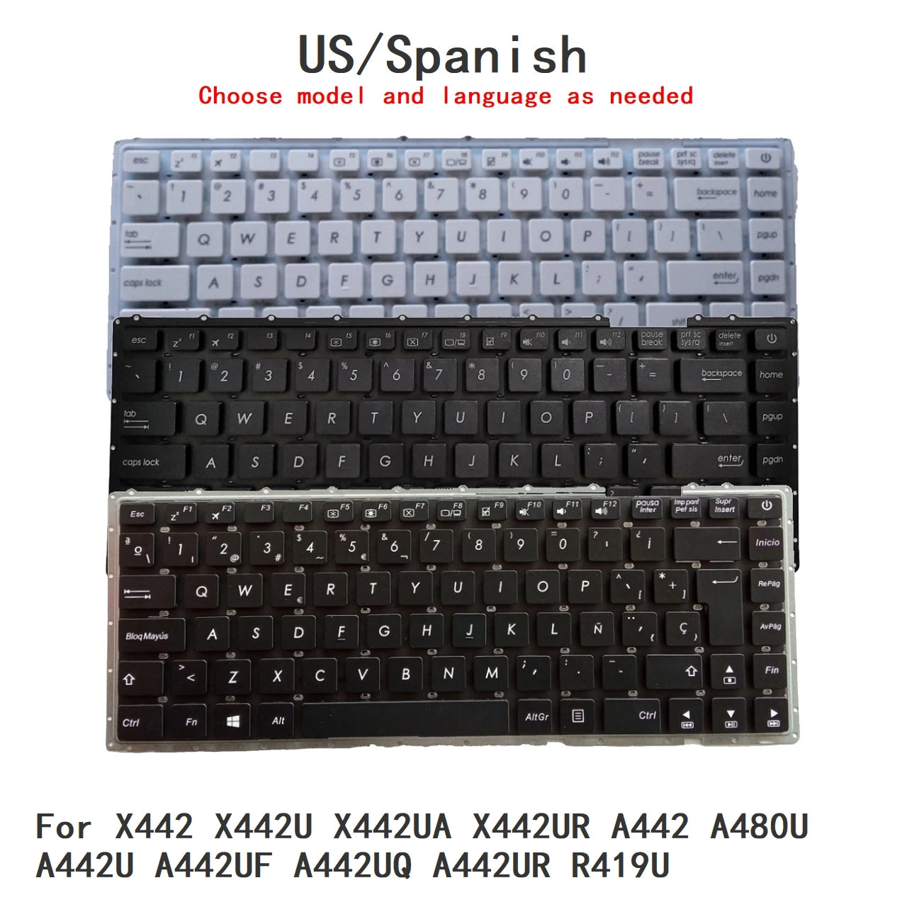 New US Spanish Language  Keyboard For ASUS X442 X442U X442UA X442UR A442 A480U A442U A442UF A442UQ A442UR R419U ASUS laptop repair parts