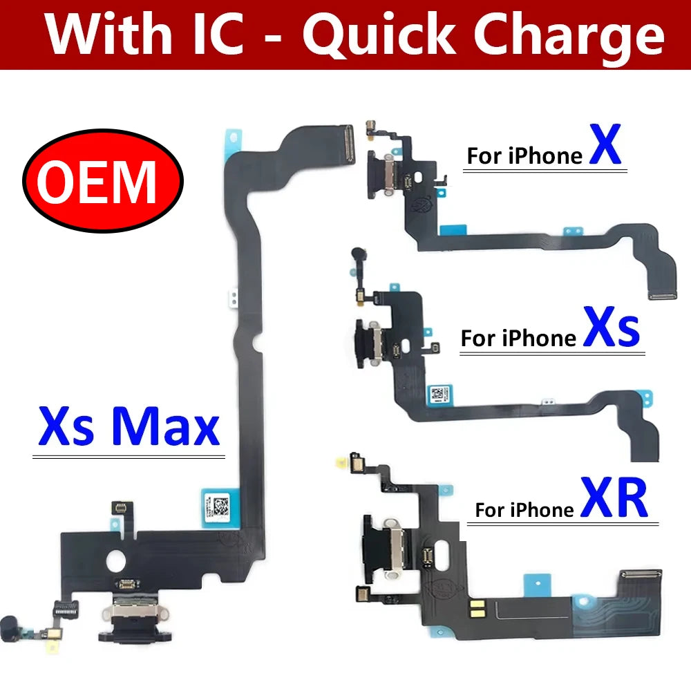 New For iPhone X XR XS Max Dock Connector Micro USB Charger Charging Board Port Flex Cable Microphone Board iPhone phone repair parts