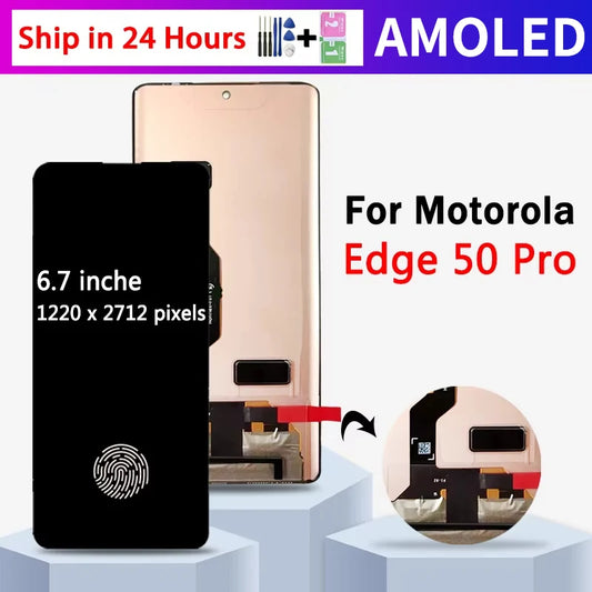 6.7'' P-OLED For Motorola Moto Edge 50 Pro 50Pro LCD XT2403 Display Touch Screen Digitizer Assembly With Fingerprint Motorola phone repair parts