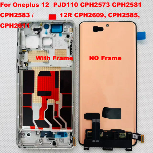 Original Amoled For Oneplus 12 12R Display LCD Screen With Frame 6.82"PJD110 CPH2573 CPH2581 CPH2583 LCD Touch Screen Assembly  OnePlus phone repair parts