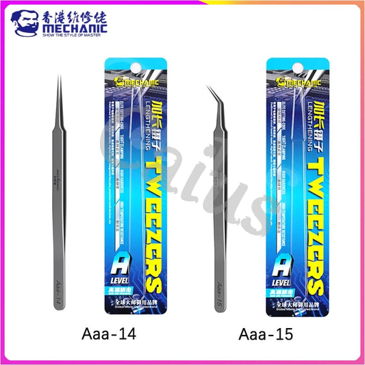 MECHANIC Aaa-14 Aaa-15 Stainless Steel Ultra Fine High Hardness Tenacity Durable Tweezers for SMD PCB BGA Motherboard Repair Professional Repair Tools