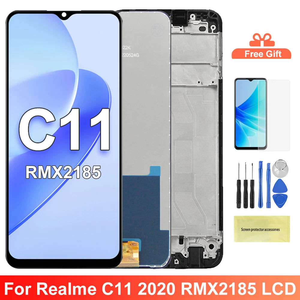6.5" Screen Assembly for Realme C11 Lcd Display Digital Touch Screen with Frame for OPPO Realme C11 RMX2185 Screen Replacement OPPO phone repair parts
