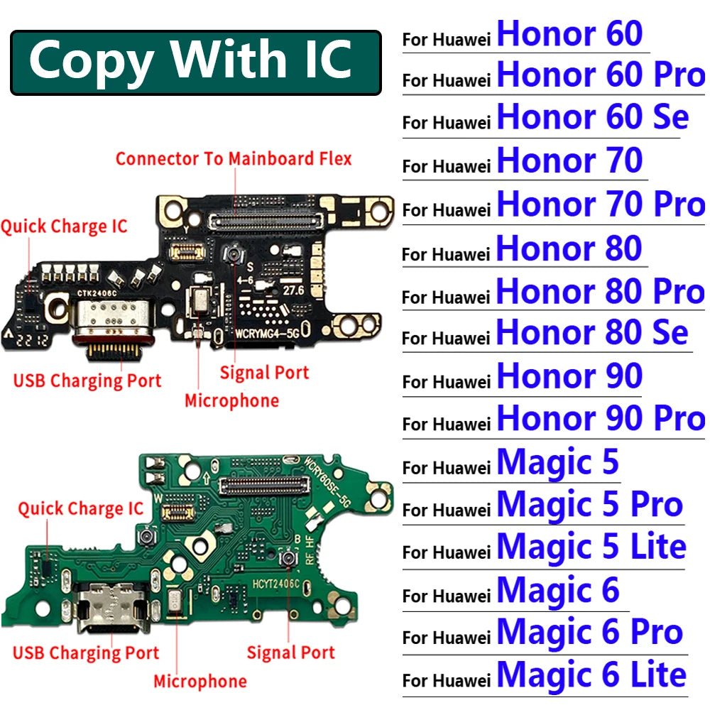 USB Charging Port Dock Charger Plug Connector Board Flex Cable For Huawei Honor 60 70 80 90 Pro Se Magic 4 5 6 Pro Lite Huawei phone repair parts