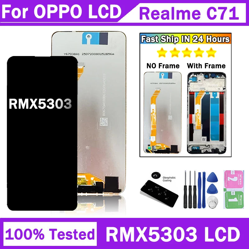 6.67“For Realme C71 LCD Display Screen Panel Digiziter Assembly Replacement For Realme C71 RMX5303 Screen Repair Parts Oppo phone repair parts Realme phone repair parts