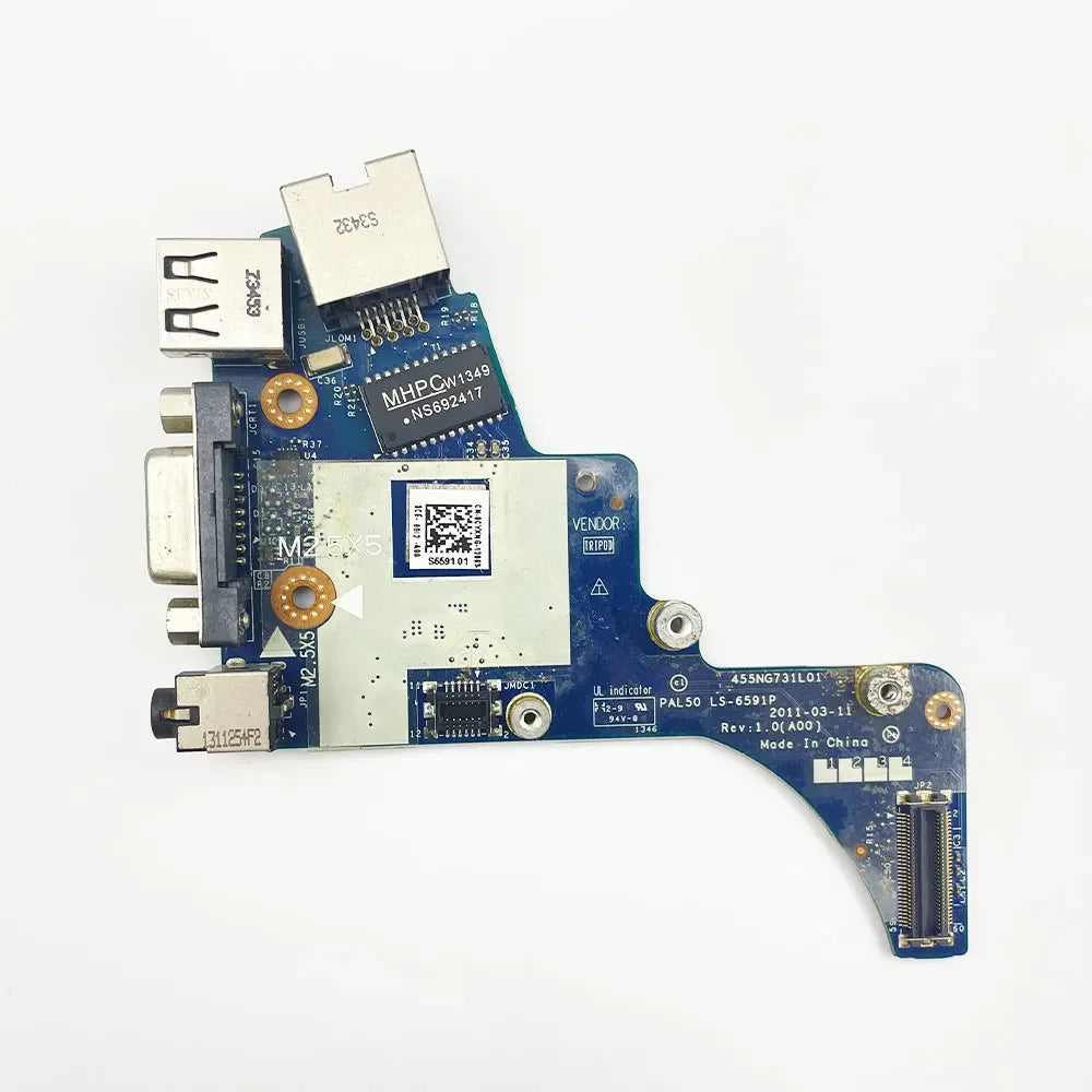 Audio LAN USB Jack Board for Dell Latitude E6420 Laptop USB Charging VGA Network Card RJ45 Audio Board PAL50 LS-6591P LS-6592P Dell laptop repair parts