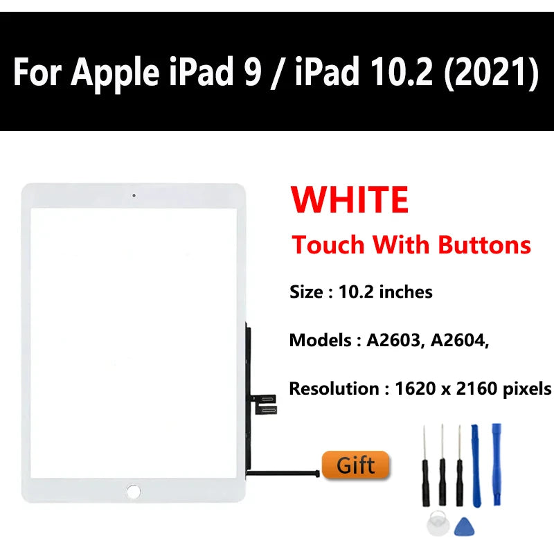 10.2"For Apple iPad 9 / iPad 10.2 (2021) Touch Screen Digitizer Glass Panel & LCD Display A2603 / A2604 Tablet Screen  iPad repair parts