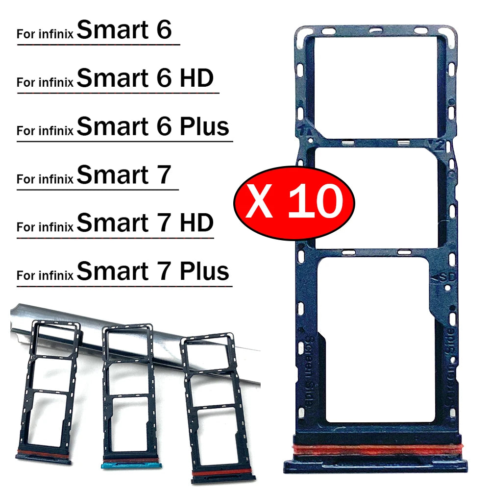 10Pcs, Sim Card slot tray Holder repair parts For Infinix Smart 6 7 HD Plus  infinix phone repair parts