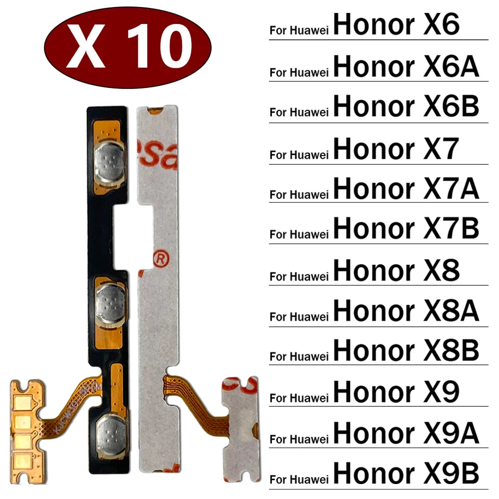 10Pcs, Power On Off Volume Side Button Key Flex Cable For Huawei Honor X5 X6 X6s X6A X6B X7 X7A X7B X8 X8A X8B X9 X9A X9B 4G 5G Huawei phone repair parts