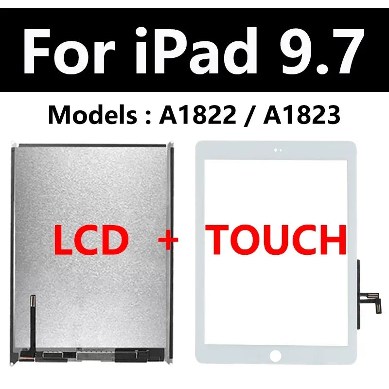 LCD Touch Screen For Apple iPad 5 5th Gen A1822 A1823 iPad 9.7 2017 Assembly Digitizer Front Glass Display Panel Replacement  iPad repair parts