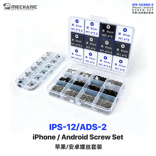 MECHANIC IPS-12/ADS-2 For IPhone/Android Screw Set Anti-Stripping Screws Kits Mobile Phone Repair Tools Professional Repair Tools