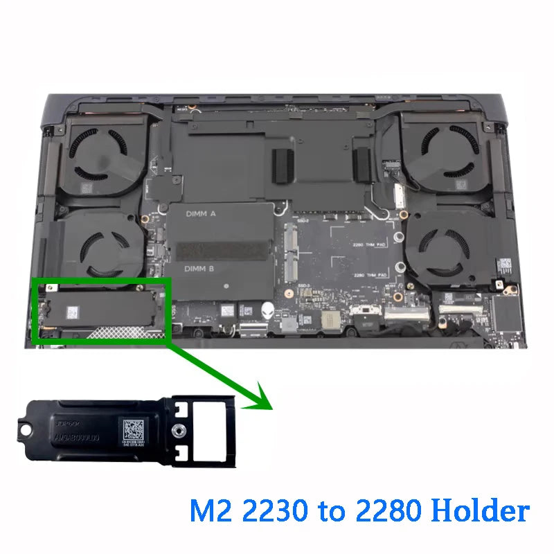 New Original Laptop SSD 2280 Bracket Heatsink Plate For DELL Alienware 16 18 Area-51 M2 SSD1/2/3 2230 to 2280 Dell laptop repair parts