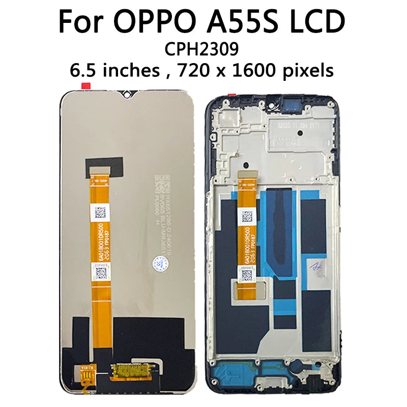 A55 Display For Oppo A55 4G CPH2325 LCD Display Screen+Touch Panel Digitizer For Oppo A55 5G PEMM00 LCD A55s 5G CPH2309 Display Oppo phone repair parts Realme phone repair parts