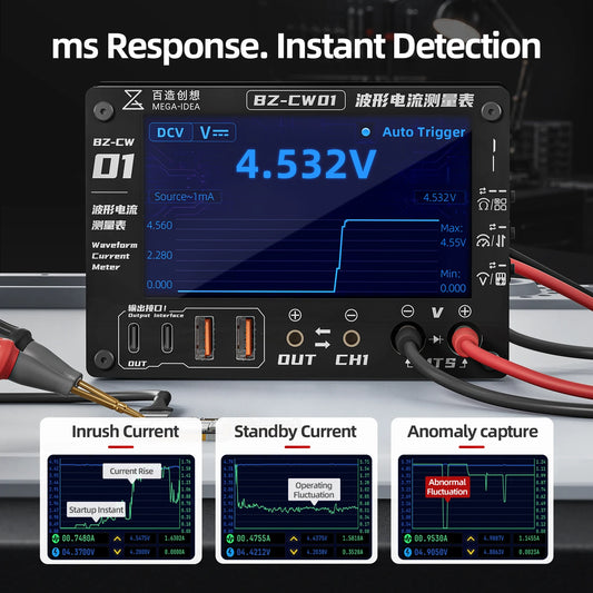 MEGA-IDEA BZ-CW01 Waveform Current Meter Diagnostic Tool High-Resolution Display Phone Motherboard Circuit Repair Tester Professional Repair Tools