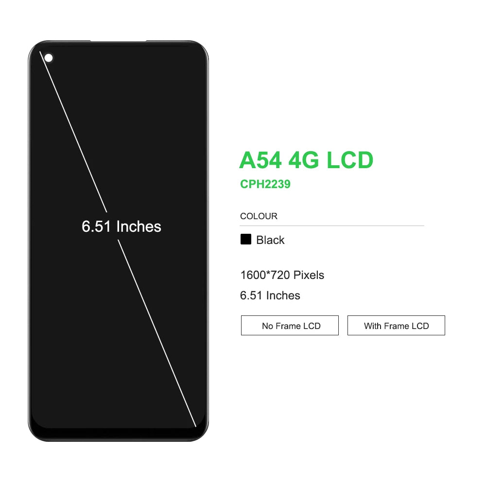 6.51" Screen Assembly for Oppo A54 CPH2239 Lcd Display Digital Touch Screen with Frame for OPPO A54 Screen Replacement OPPO phone repair parts