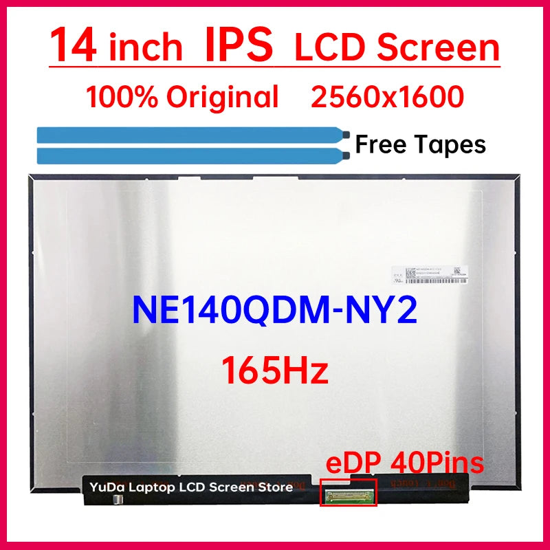 14 Inch Laptop LCD Screen NE140QDM-NY2 V18.0 Display Matrix Panel Replacement WQXGA 2560x1600 165Hz eDP 40 Pins Non-Touch Laptop screen replacement