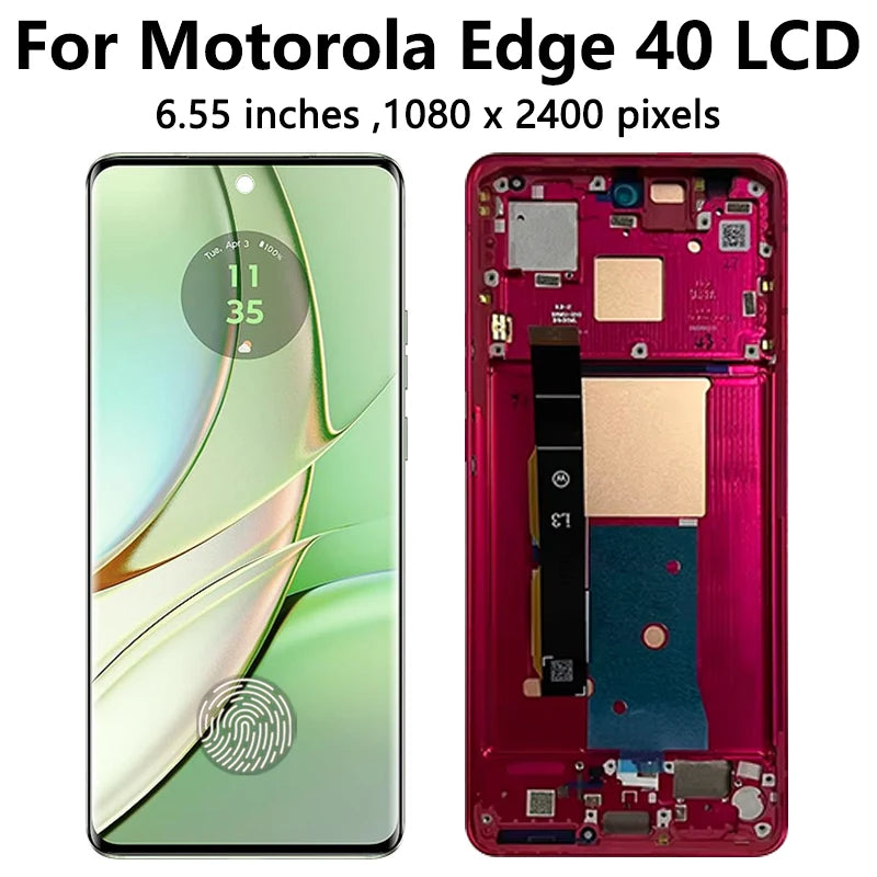 6.55"AMOLED For Motorola Edge 40 Neo XT2307-1 LCD Display Touch Screen with Fingerprint For Moto Edge40 XT2303-2 Display Motorola phone repair parts