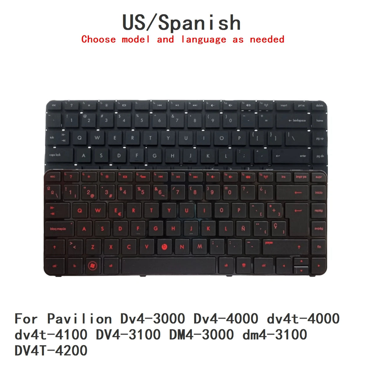 New US Spanish Backlit Keyboard For HP Pavilion Dv4-3000 Dv4-4000 dv4t-4000 dv4t-4100 DV4-3100 DM4-3000 dm4-3100 DV4T-4200 HP laptop repair parts