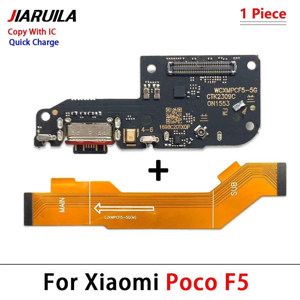 10Pcs/Lot, USB Charging Board Connector Port Dock Flex Cable For Xiaomi Poco F1 F2 F3 F4 F5 X3 X4 X5 X6 M3 M4 M5s Pro 4G 5G GT  Xiaomi  Xiao mi phone repair parts