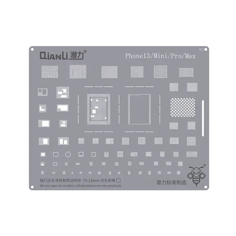 QIANLI MEGA-IDEA Black BGA Reballing Stencil Multifunction Universal Net for iPhone 6-17 Pro Max Planting Tin Steel Mesh Tools Professional Repair Tools