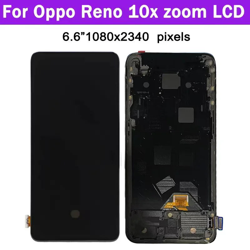 6.6 New AMOLED For Oppo Reno 10x Zoom CPH1919 LCD Display Touch Panel Digitizer For Reno10X Zoom PCCM00 Display with FingerPrint Oppo phone repair parts Realme phone repair parts