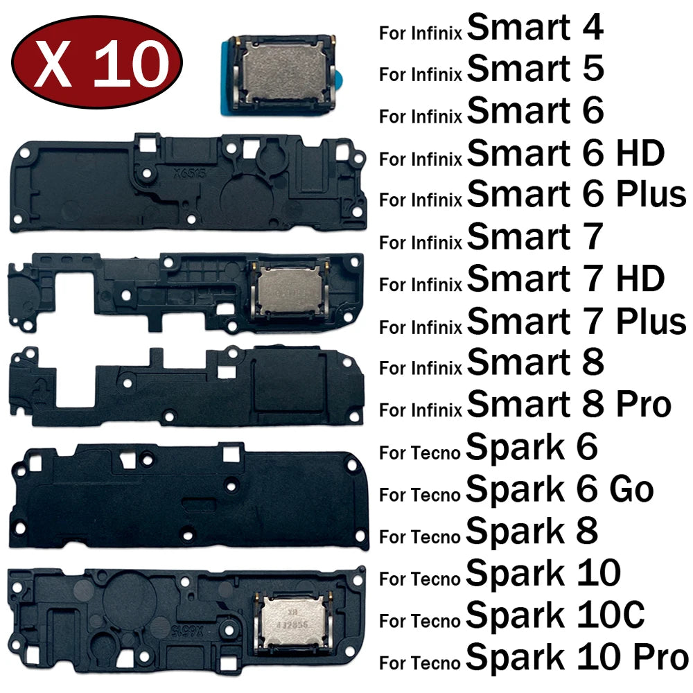 10Pcs, Loud Speaker Buzzer Ringer Flex Cable For infinix Smart 4 5 6 7 8 HD Plus Pro / For Tecno Spark 6 go 8 10 10C Pro 2024  infinix phone repair parts