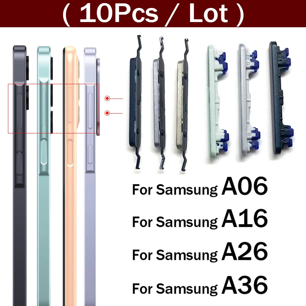 10Pcs, Power Button Volume Side Button For Samsung A06 A16 A26 A36 4G 5G Replacement Parts Samsung phone repair parts