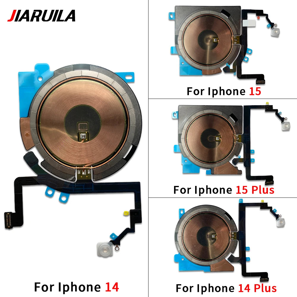 Wireless Charging Chip Coil For iPhone 16 15 14 13 12 11 Pro Max Plus Mini With Magnet Power Volume Button Flex Charger Panel iPhone phone repair parts