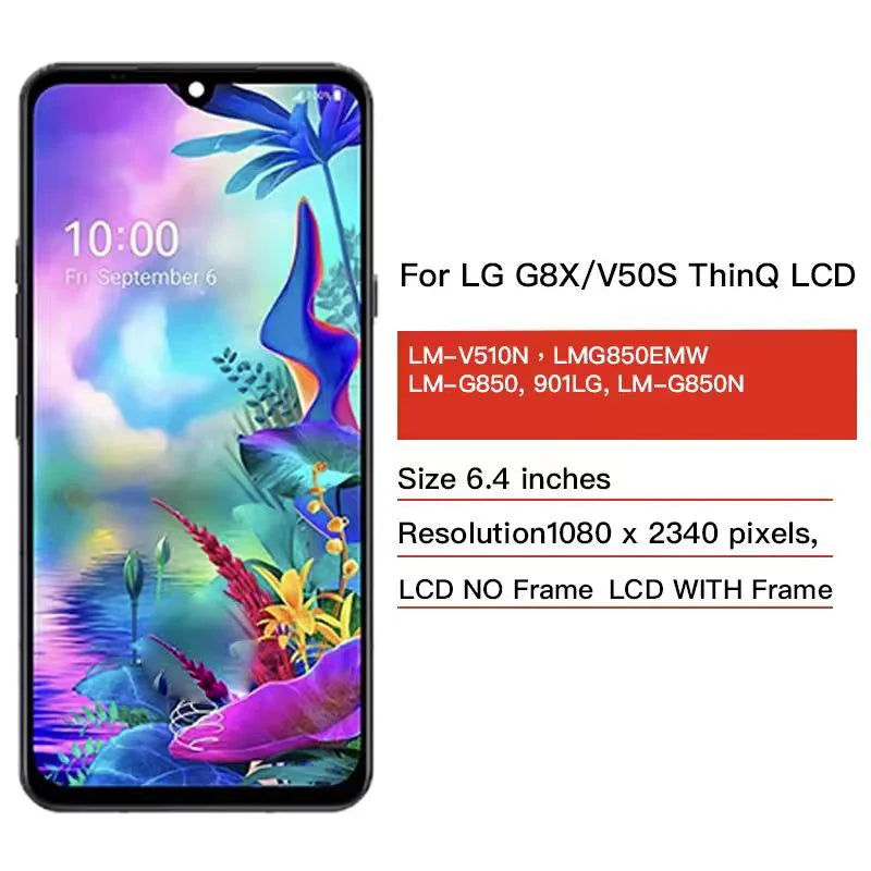 LM-V510N LMG850EMW Premium LCD For LG G8X ThinQ LCD Display Touch Screen Digitizer For LG V50S ThinQ 5G LCD With Frame LG phone repair parts
