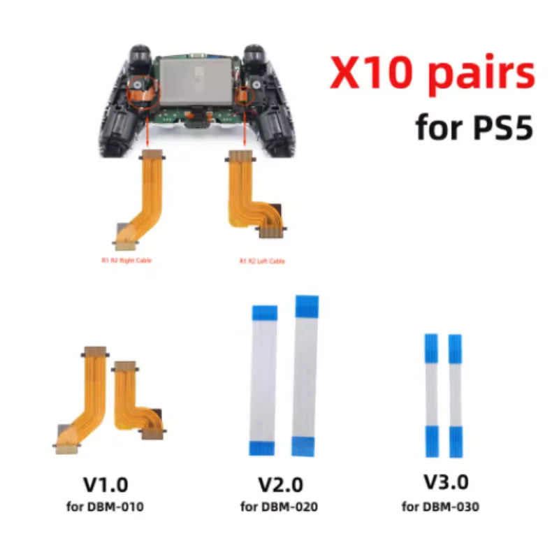 10Sets for PS5 Dualsense Controller BDM-010 020 030 Motor Connect Cable Replacement R2 L2 L1 R1 Trigger Button Ribbon Flex Cable Game console repair parts