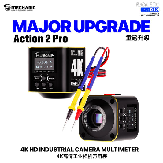 MECHANIC Action 2 Pro Industrial Camera Multimeter,Sony IMX678 4K 12bit,Dual Display,HDMI/USB Record, Electronics Repair Tool. Professional Repair Tools
