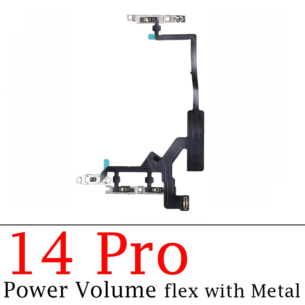 1pcs For iPhone 14 15 Pro Max Power Volume Buttons Key Switch Flex Cable With Metal Material Replacement Parts iPhone phone repair parts
