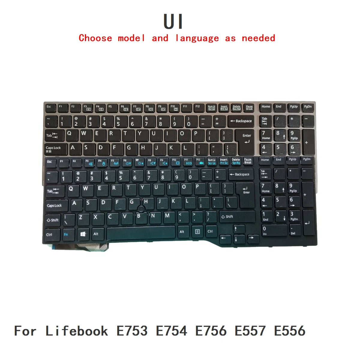 New UI Language  Keyboard For Fujitsu Lifebook E753 E754 E756 E557 E556 Notebook PC Replacement Keyboard