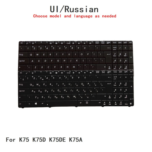 New UI Russian Language  Keyboard For ASUS K75 K75D K75DE K75A Notebook PC Replacement Keyboard ASUS laptop repair parts