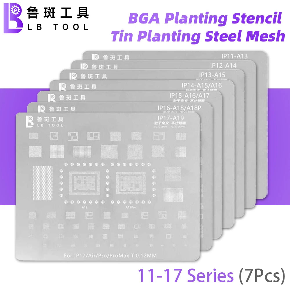 QIANLI MEGA-IDEA Black BGA Reballing Stencil Multifunction Universal Net for iPhone 6-17 Pro Max Planting Tin Steel Mesh Tools Professional Repair Tools