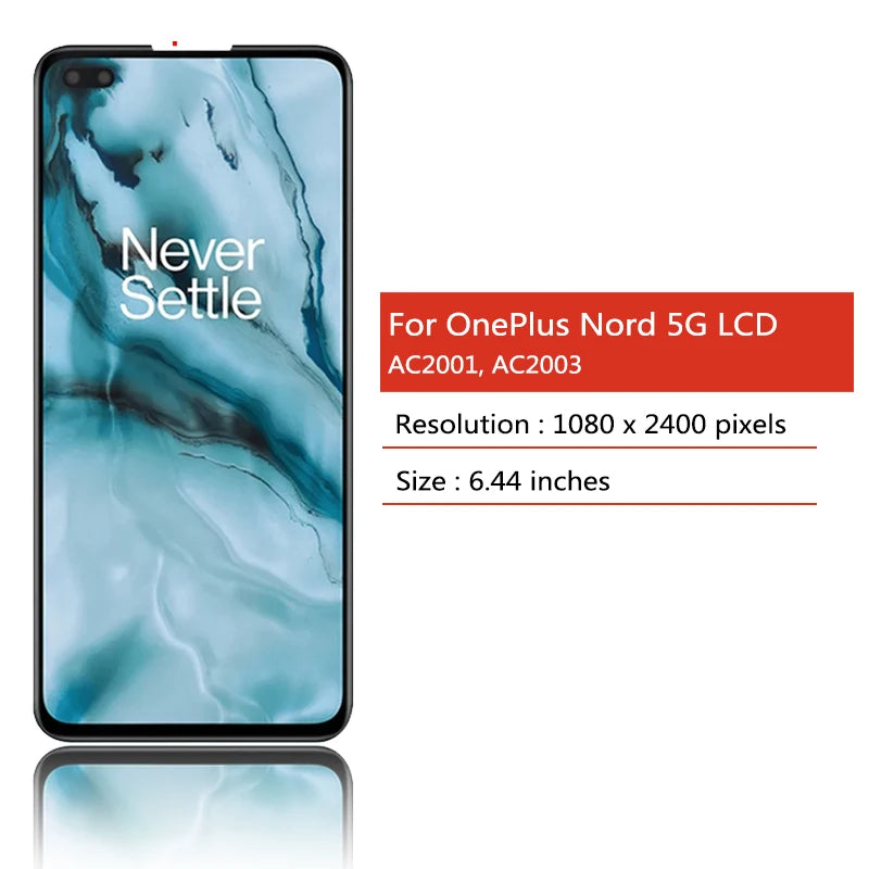 Tested 6.44“ For OnePlus Nord LCD AC2001 AC2003 Display Touch Screen Digitizer Panel Assembly For One Plus Nord 5G Display  OnePlus phone repair parts