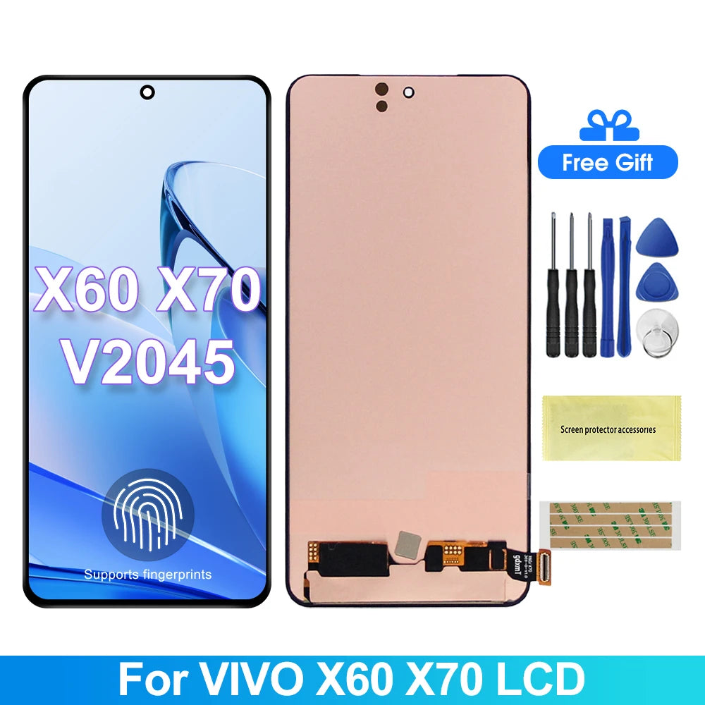 OELD For Vivo X60 X70 V2045 V2046 LCD Display Touch Screen Digitizer Assembly For Vivo X60 X70 Display Screen Replacement Parts Vivo phone repair parts